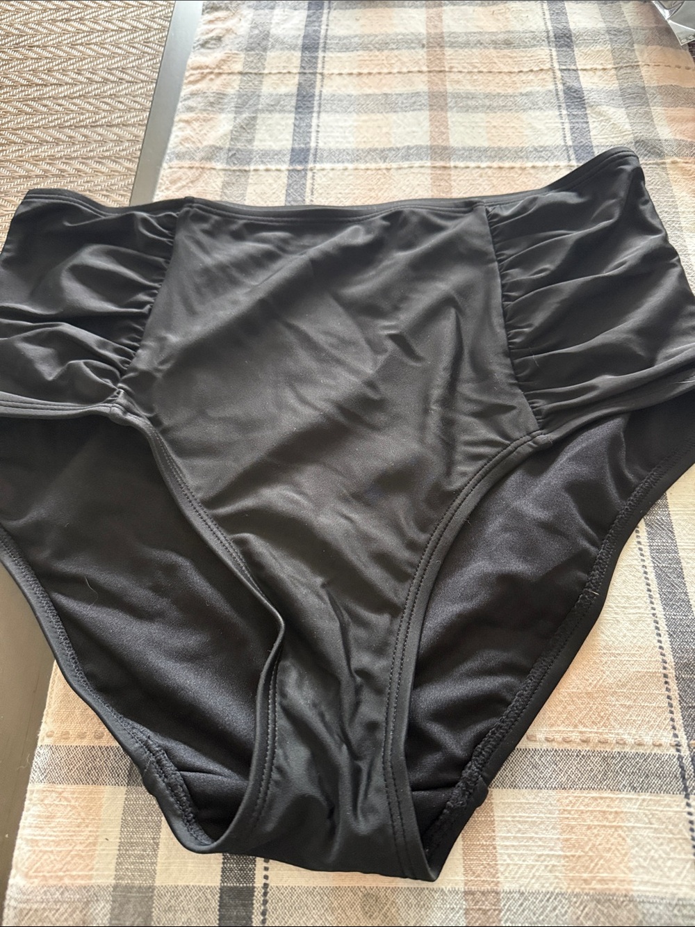 Black High-Waist Ruched Bikini Bottoms NWOT
